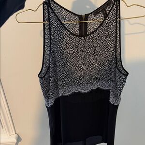 BCBGMaxAzria Black and White Mesh Overlay Tank